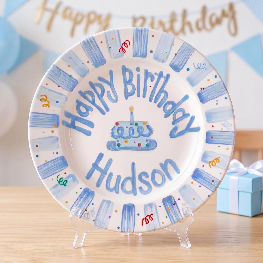 Personalized Hand-Painted Ceramic Birthday Plate - PN13