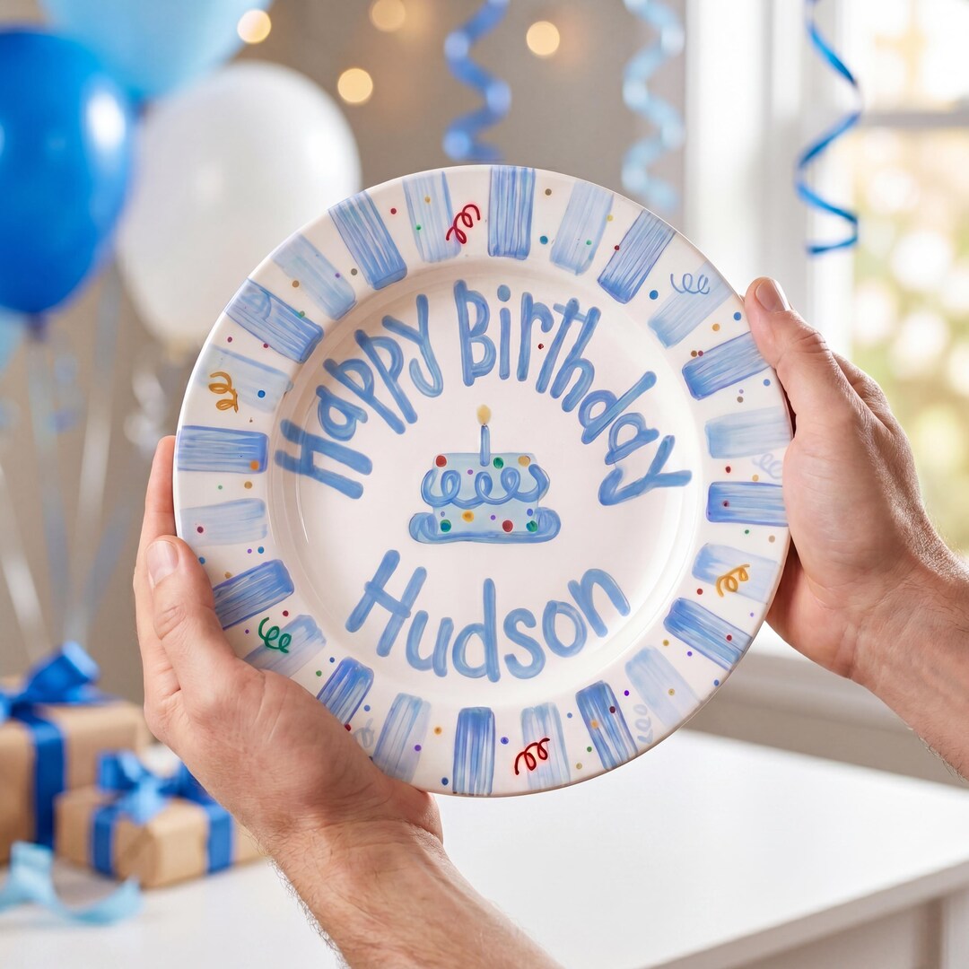 Personalized Hand-Painted Ceramic Birthday Plate - PN13