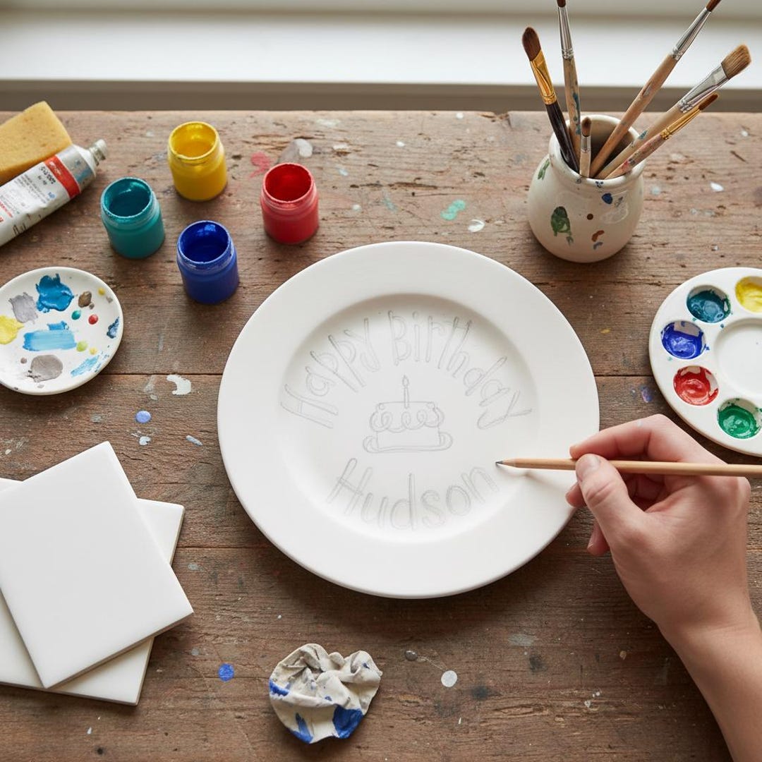 Personalized Hand-Painted Ceramic Birthday Plate - PN13