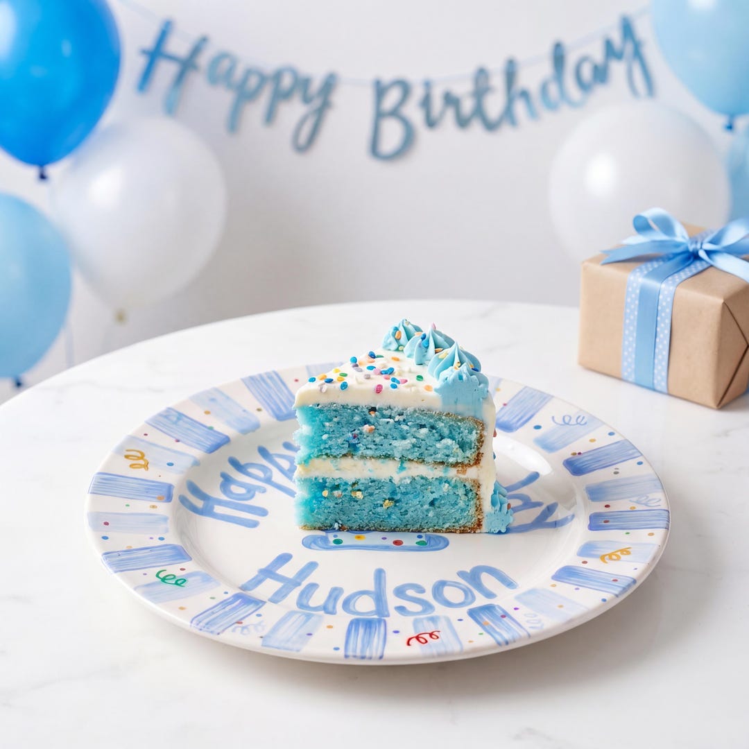 Personalized Hand-Painted Ceramic Birthday Plate - PN13