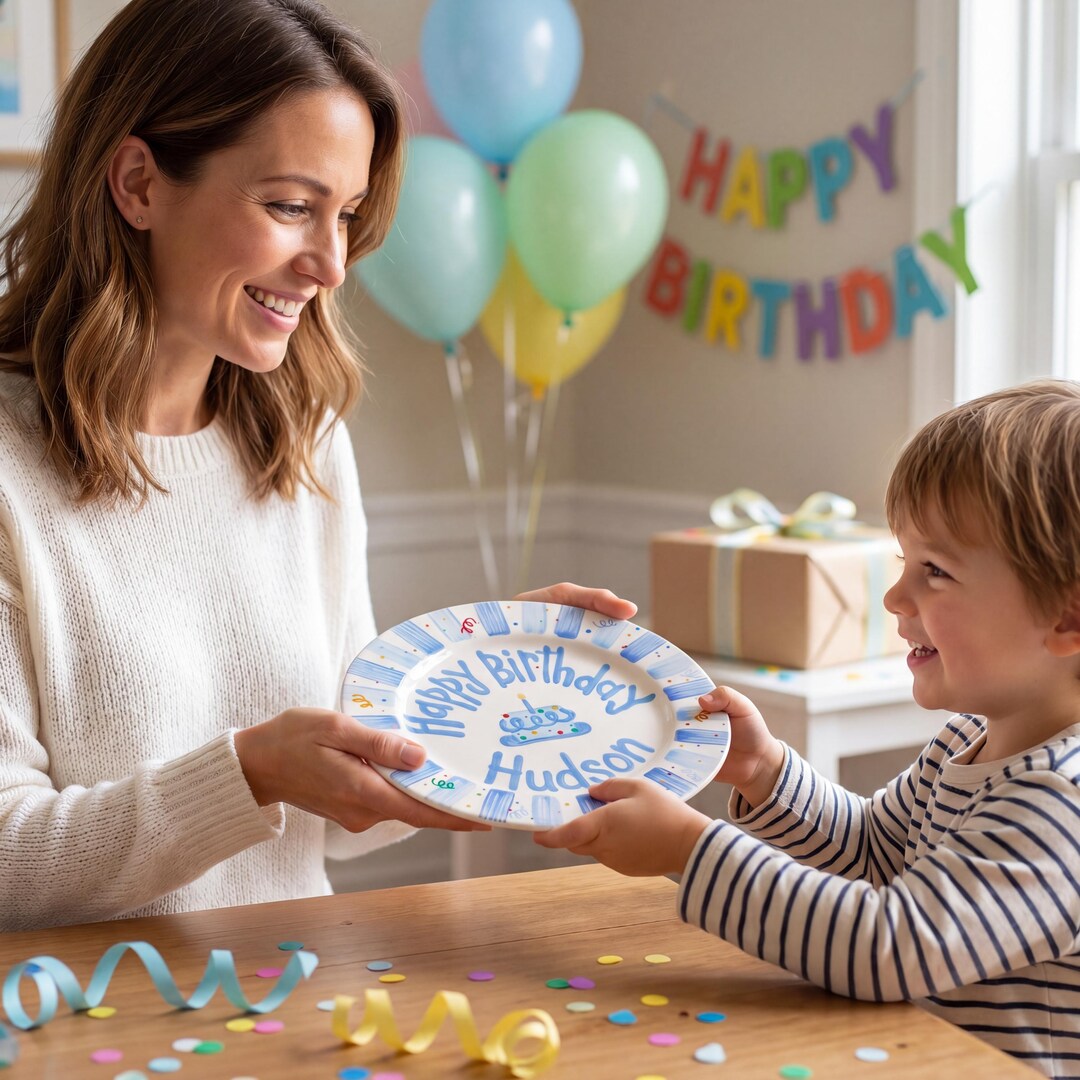 Personalized Hand-Painted Ceramic Birthday Plate - PN13