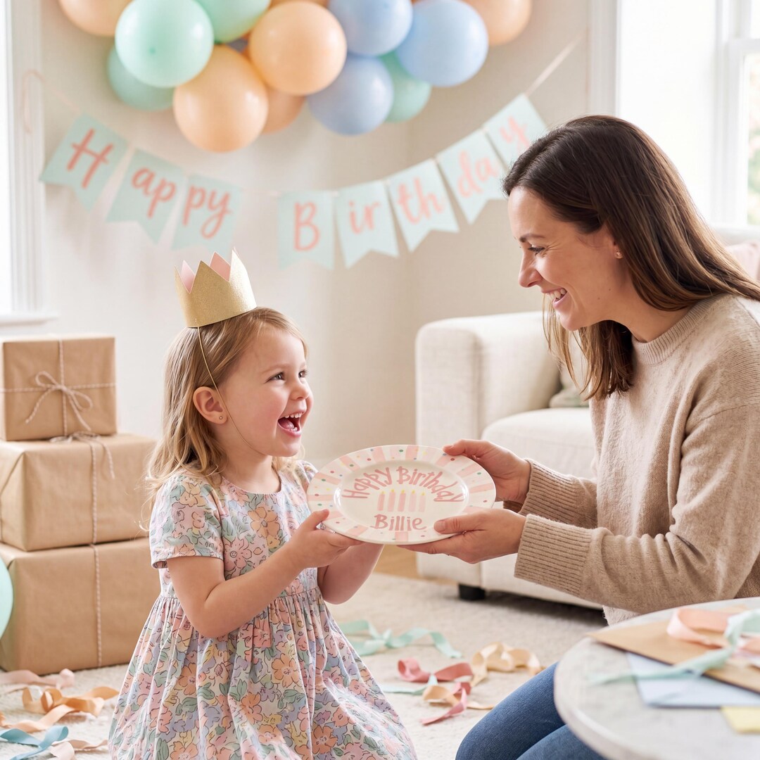 Personalized Hand-Painted Ceramic Birthday Plate - PN15