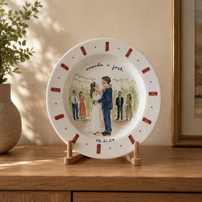 Custom hand-painted wedding photo ceramic plate — image 2
