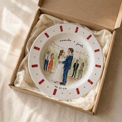 Custom hand-painted wedding photo ceramic plate — image 13