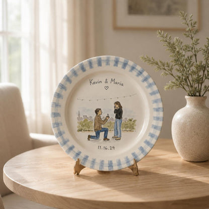 Personalized hand-painted proposal and couple photo ceramic plate — image 14