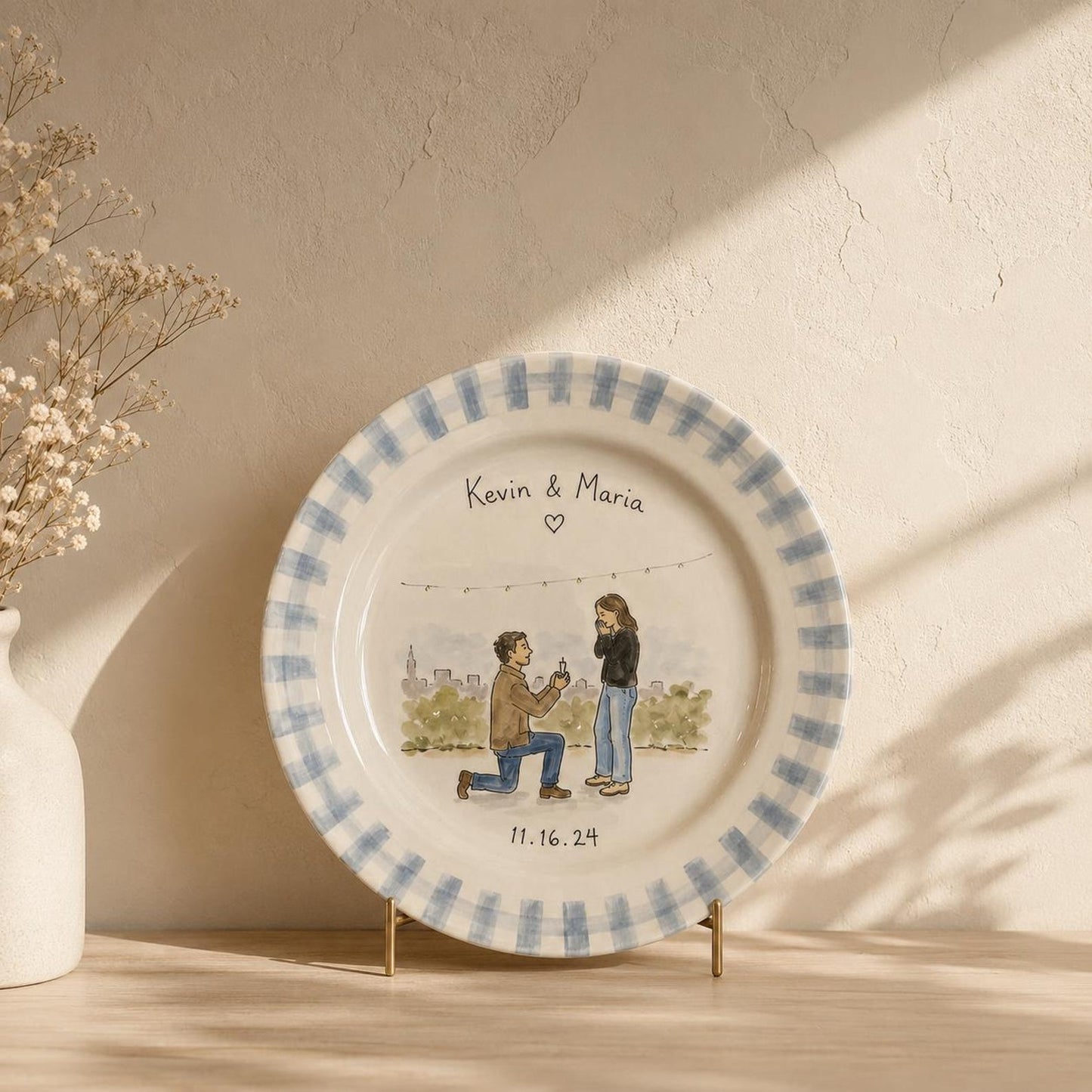 Personalized hand-painted proposal and couple photo ceramic plate — image 15