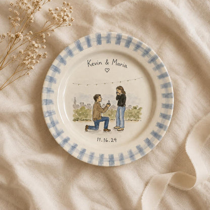 Personalized hand-painted proposal and couple photo ceramic plate — image 9