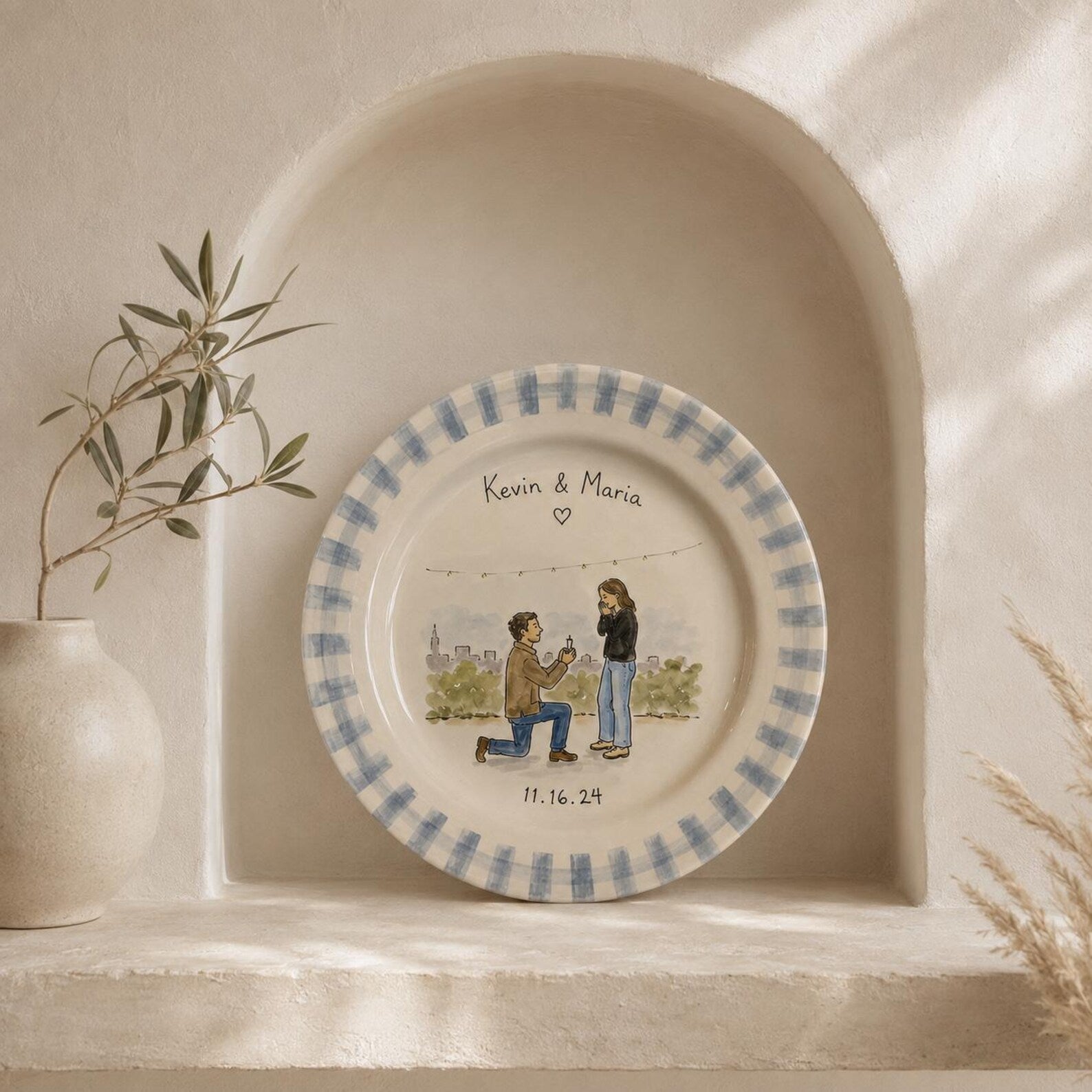 Personalized hand-painted proposal and couple photo ceramic plate — image 12