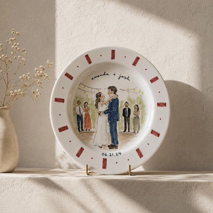 Custom hand-painted wedding photo ceramic plate — image 3