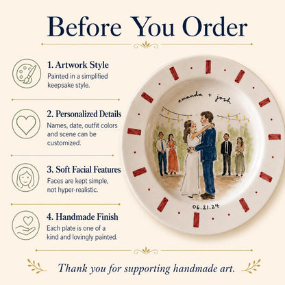 Custom hand-painted wedding photo ceramic plate — image 16