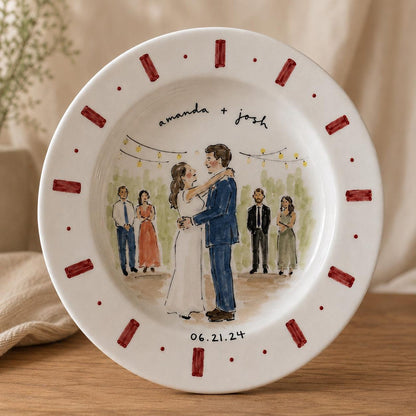Custom hand-painted wedding photo ceramic plate — image 8
