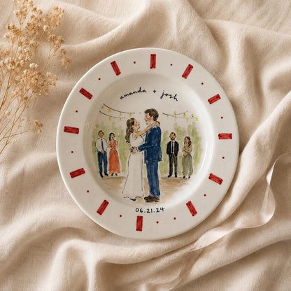 Custom hand-painted wedding photo ceramic plate — image 11