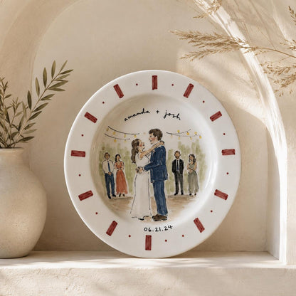 Custom hand-painted wedding photo ceramic plate — image 5