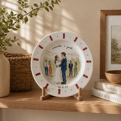 Custom hand-painted wedding photo ceramic plate — image 12