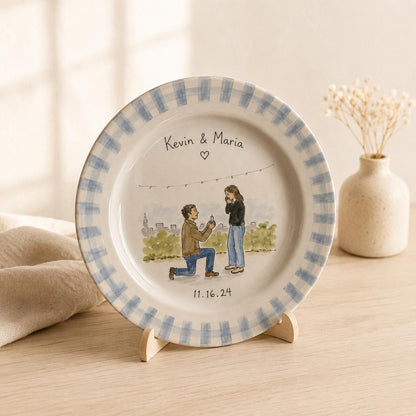 Personalized hand-painted proposal and couple photo ceramic plate — image 11