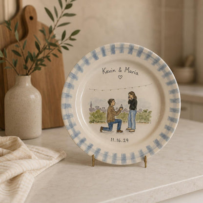 Personalized hand-painted proposal and couple photo ceramic plate — image 10