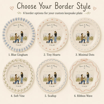 Personalized hand-painted proposal and couple photo ceramic plate — image 17