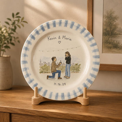 Personalized hand-painted proposal and couple photo ceramic plate — image 8