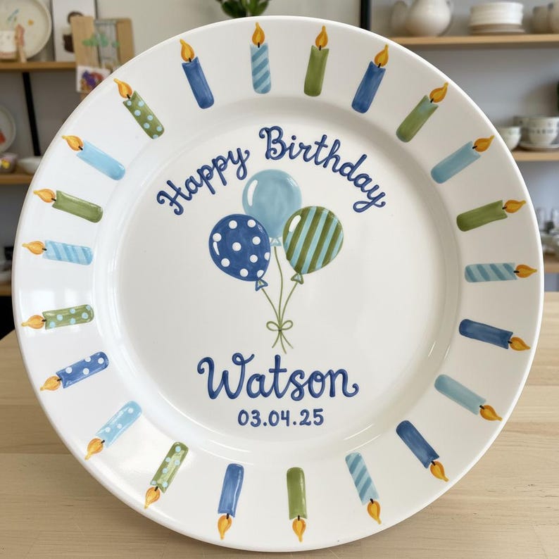 Personalized Hand-Painted Ceramic Birthday Plate - PN07