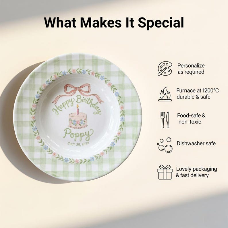 Personalized Hand-Painted Ceramic Birthday Plate - PN08