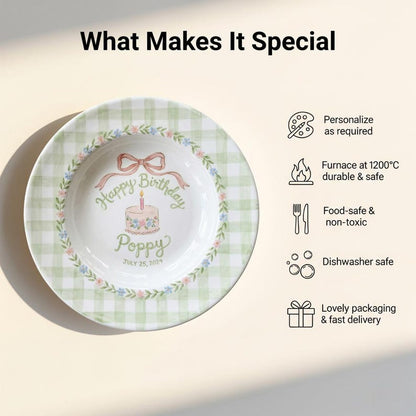 Personalized Hand-Painted Ceramic Birthday Plate - PN08