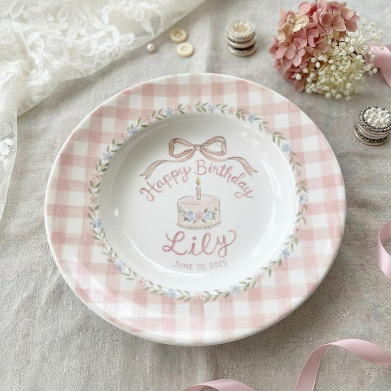 Personalized Hand-Painted Ceramic Birthday Plate - PN08