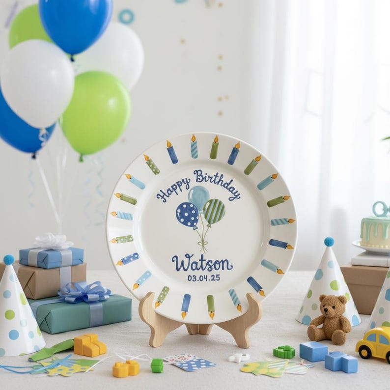 Personalized Hand-Painted Ceramic Birthday Plate - PN07