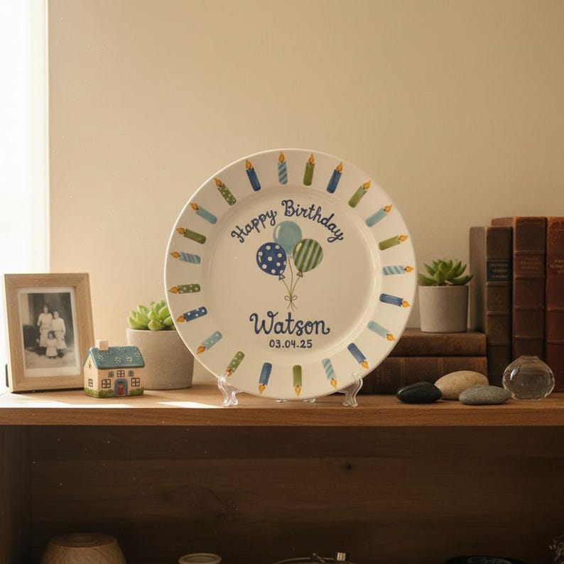 Personalized Hand-Painted Ceramic Birthday Plate - PN07