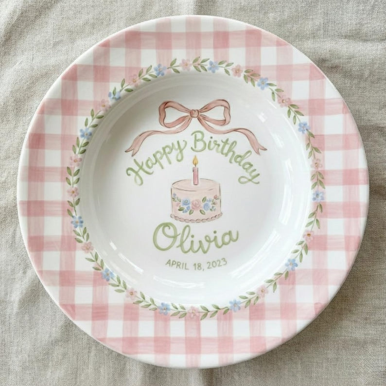 Personalized Hand-Painted Ceramic Birthday Plate - PN08