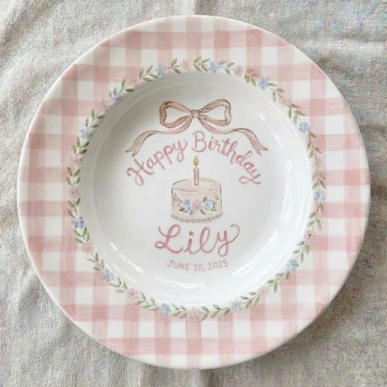 Personalized Hand-Painted Ceramic Birthday Plate - PN08
