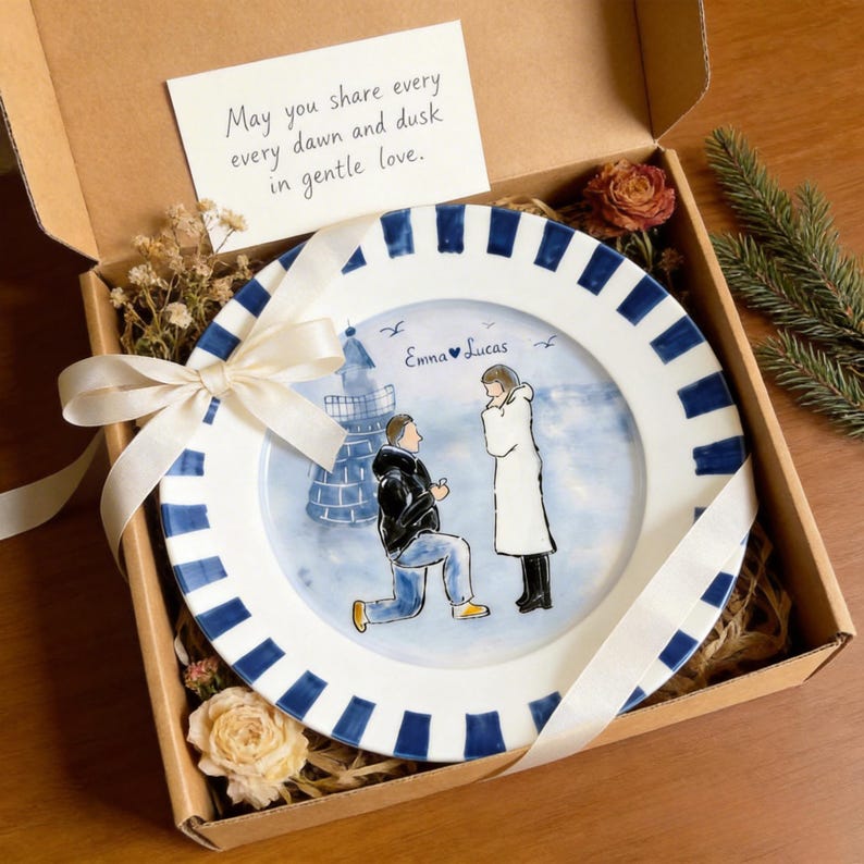 Personalized ceramic couple gift plate