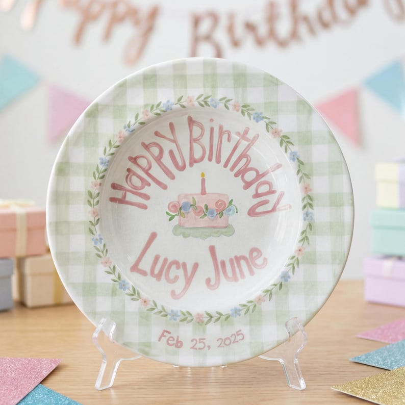 Personalized Hand-Painted Ceramic Birthday Plate - PN09