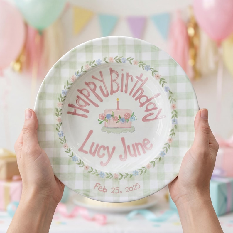 Personalized Hand-Painted Ceramic Birthday Plate - PN09