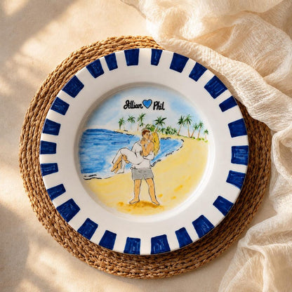 Custom ceramic photo plate couple portrait style