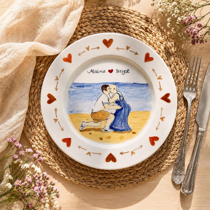 Personalized ceramic proposal plate detail